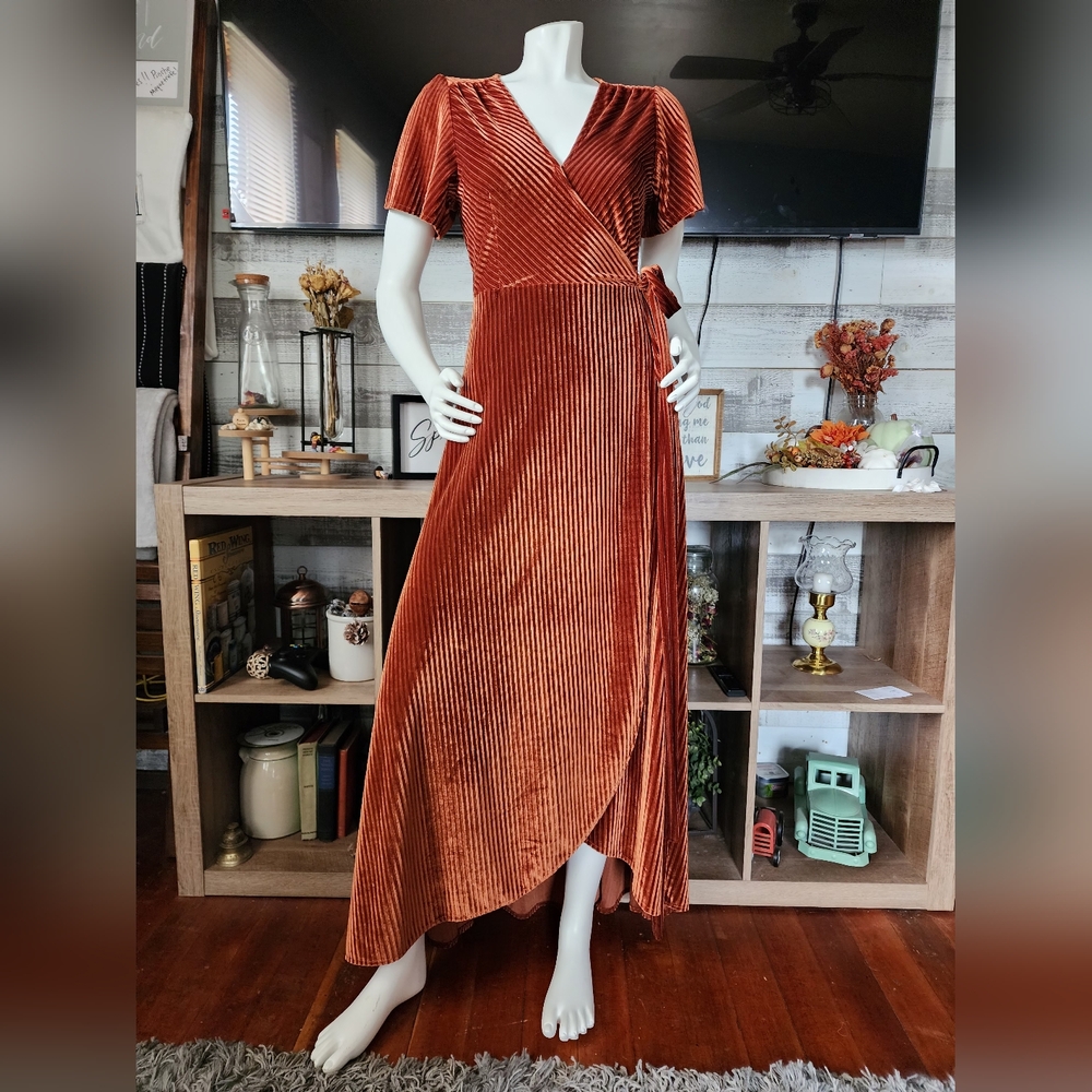 Baltic Born Rust Velvet High Low Dress